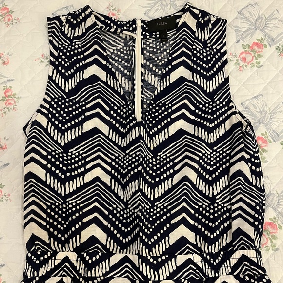 J. Crew Linen Cotton V-Neck Zig Zag Sleeveless Jumpsuit size 2 - Picture 4 of 12